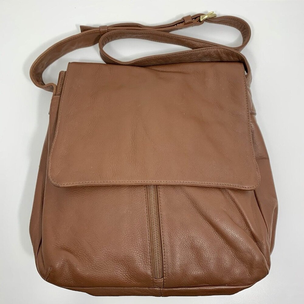 JP OURSE & CIE Geneve Pebbled Cognac Leather Oversized Shoulder Bag Travel Tote